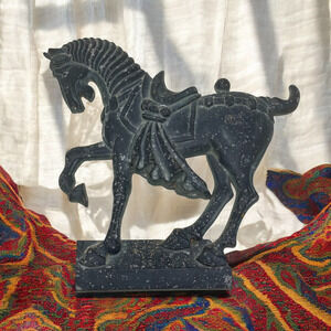 Vintage Dimensional Metal Horse Asian Wall Art Hanging Equestrian Distressed